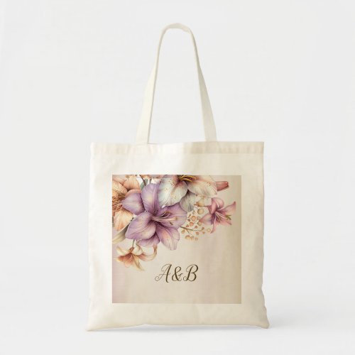 Watercolor Boho Pink Flowers Elegant Stylish Tote Bag