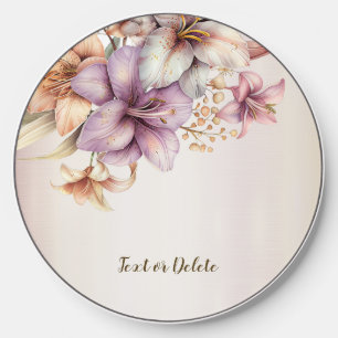 Watercolor Boho Pink Flowers Elegant Stylish Wireless Charger