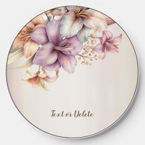 Watercolor Boho Pink Flowers ElegantStylish Wireless Charger