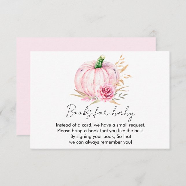 Watercolor Boho Pumpkin Babyshower  Enclosure Card (Front/Back)