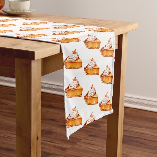 Watercolor Boho Pumpkin Pie Pattern Long Table Runner (In Situ)
