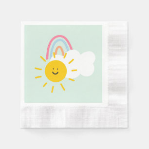 Watercolor Boho Rainbow and Sun Napkins