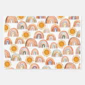 Watercolor Boho Rainbow and Sun  Wrapping Paper Sheets (Front)