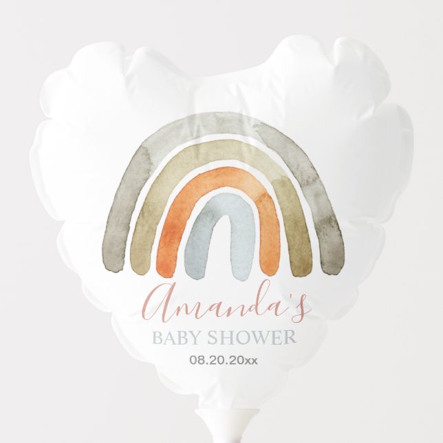 Watercolor Boho Rainbow Baby Shower   Balloon (Front)