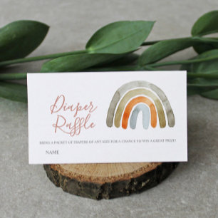 Watercolor Boho Rainbow Baby Shower Diaper Raffle Enclosure Card