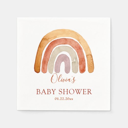 Watercolor Boho Rainbow Baby Shower  Napkins