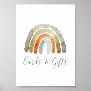 Watercolor Boho Rainbow Baby Shower Party Sign