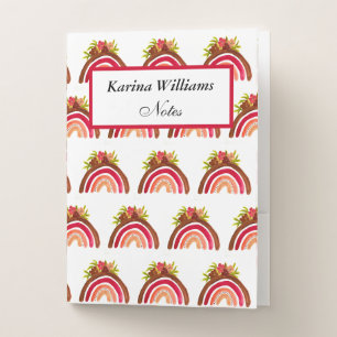 Watercolor Boho Rainbow Bohemian Kids Cute Pocket Folder