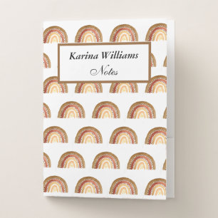 Watercolor Boho Rainbow Bohemian Kids Cute Pocket Folder