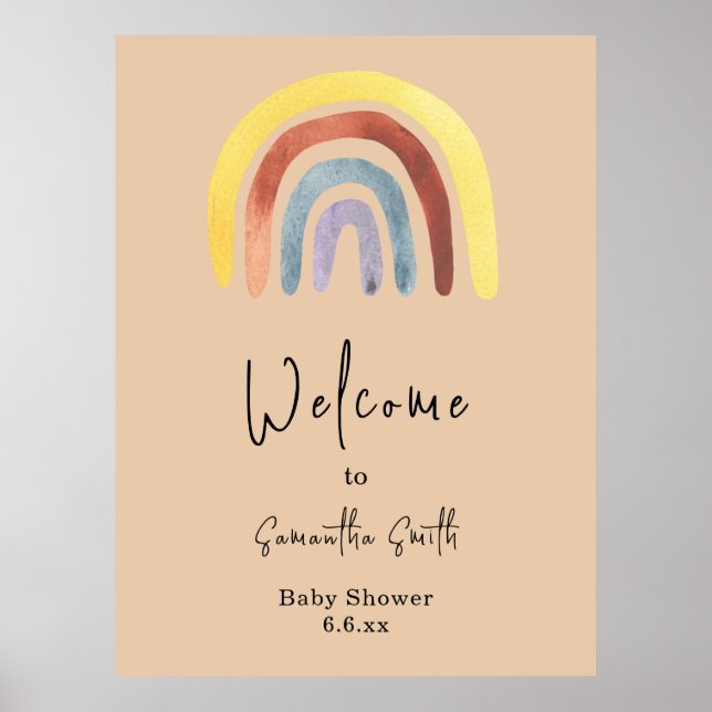 Watercolor boho rainbow Welcome  Poster (Front)