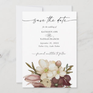 Watercolor Boho Rose & Neutral  Save the Date Invitation