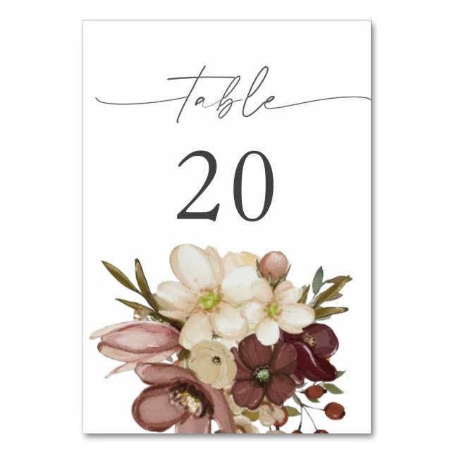 Watercolor Boho Rose &Neutral Table 20 Number (Front)