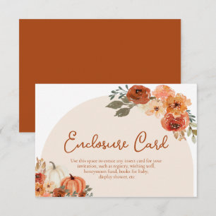 Watercolor Boho Rustic Fall Pumpkin Wedding Enclosure Card
