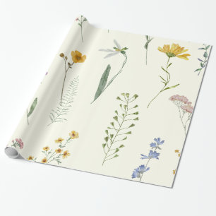 Watercolor Boho Rustic Wildflower Wrapping Paper