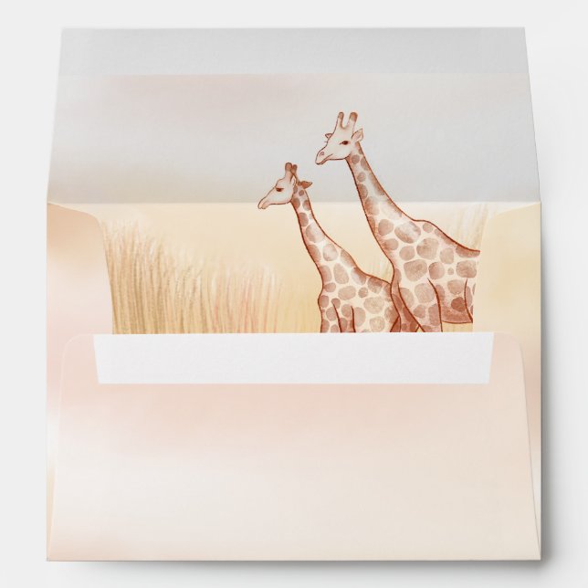 Watercolor Boho Safari Giraffe Envelope (Back (Bottom))