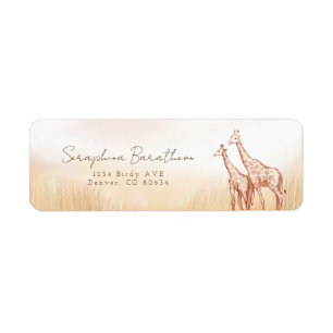 Watercolor Boho Safari Giraffe Label
