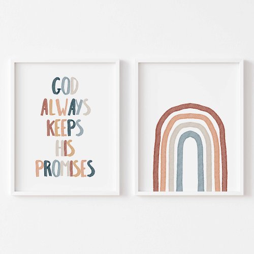 watercolor boho set of 2 keeps his promises poster