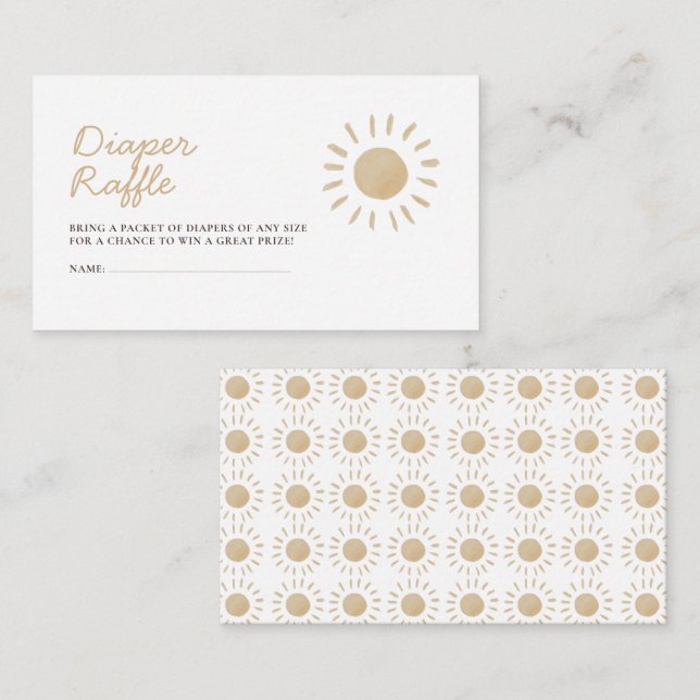 Watercolor Boho Sun Baby Shower Diaper Raffle  Enclosure Card (Front/Back)