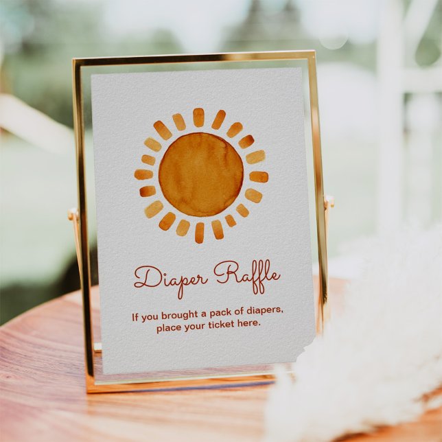 Watercolor Boho Sunshine Baby Shower Diaper Raffle Poster (Creator Uploaded)