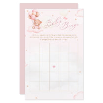 Watercolor Boho Teddy Bear Baby Shower Bingo Game