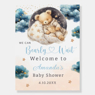 Watercolor Boho Teddy Bear Boy Baby Shower Welcome Foam Board