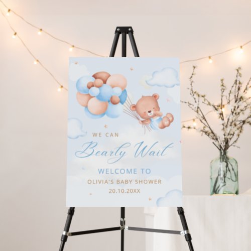 Watercolor Boho Teddy Bear Boy Baby Shower Welcome Foam Board