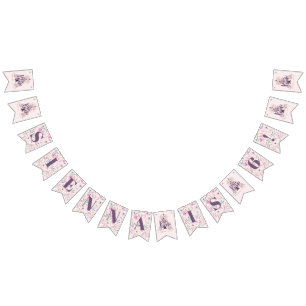 Watercolor boho teepee birthday party bunting flags