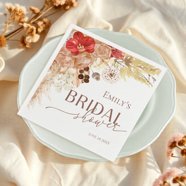 Watercolor Boho Terracotta Bridal Shower Napkins (Creator Uploaded)