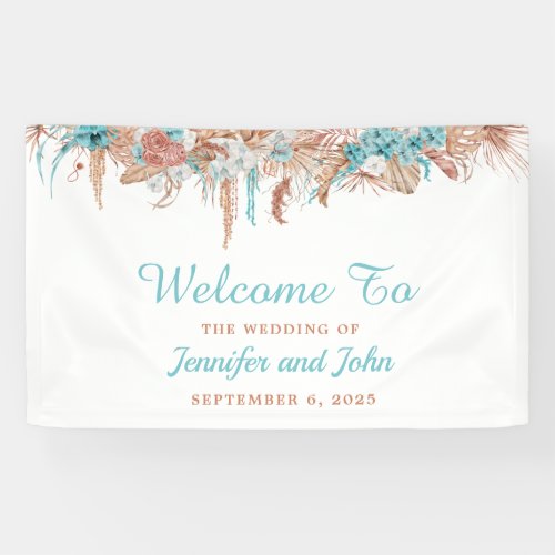 Watercolor Boho Terracotta Floral Wedding Banner