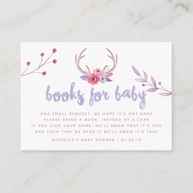 Watercolor Boho Tribal Baby Shower Book Request Enclosure Card (Front)