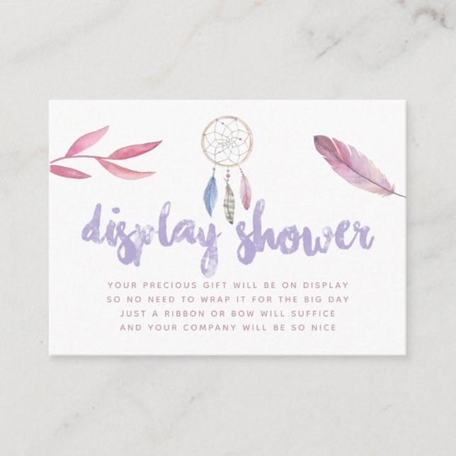 Watercolor Boho Tribal Baby Shower Display Shower Enclosure Card (Front)