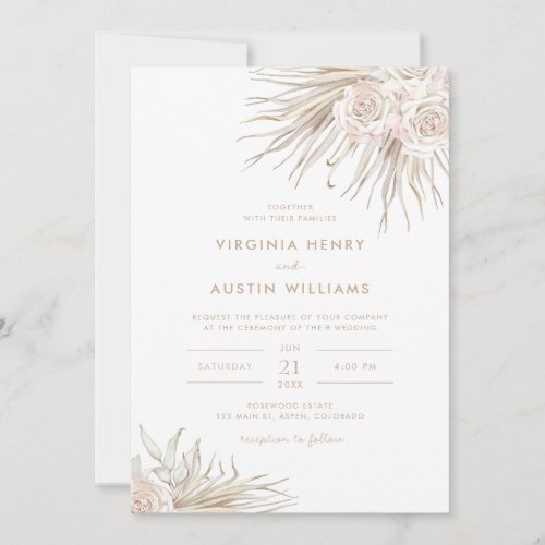 Watercolor Boho Tropical Wedding Invitation