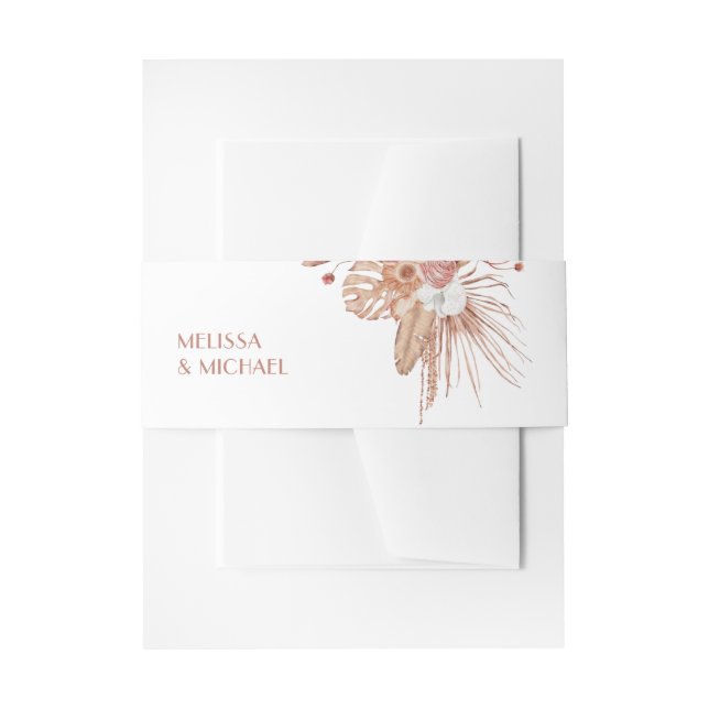 Watercolor Boho Wedding Thank You Invitation Belly Band (Front Example)