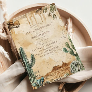 Watercolor Boho Western Wedding Invitation