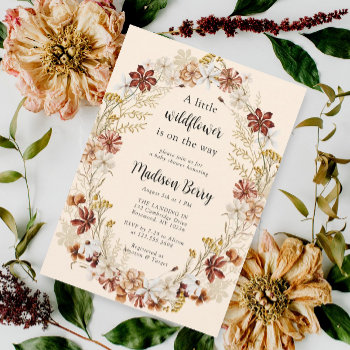 Watercolor Boho Wildflower Baby Shower Invitation by lilanab2 at Zazzle