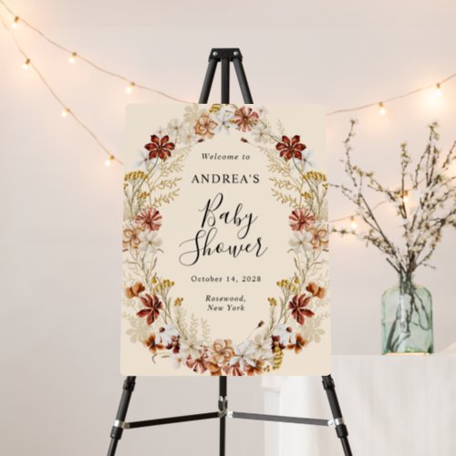 Watercolor Boho Wildflower Baby Shower Sign