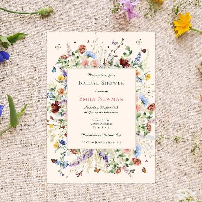 Watercolor Boho Wildflower Bridal Shower Invitation (Creator Uploaded)
