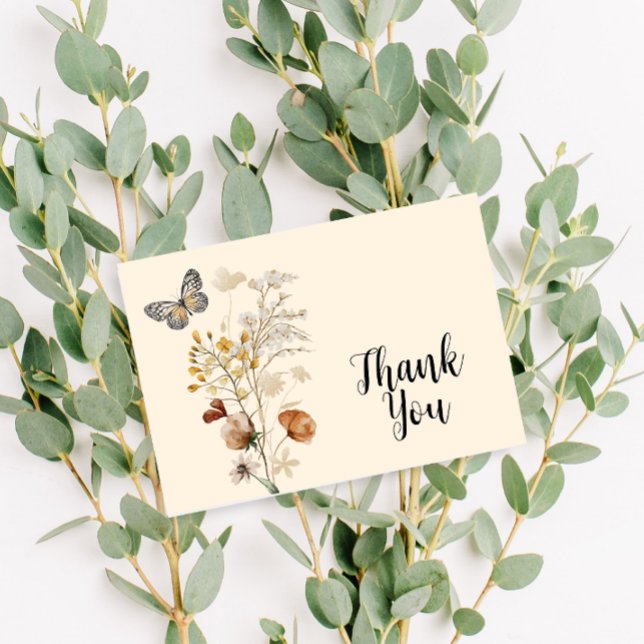 Watercolor Boho Wildflower Thank You Card (Creator Uploaded)