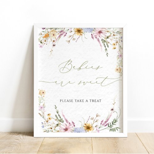 Watercolor Boho Wildflowers Babies are Sweet Sign