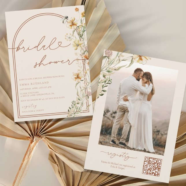 Watercolor Boho Wildflowers Bridal Shower Invitati Invitation (Creator Uploaded)