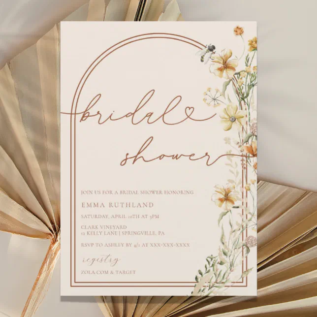 Watercolor Boho Wildflowers Bridal Shower Invitation Zazzle