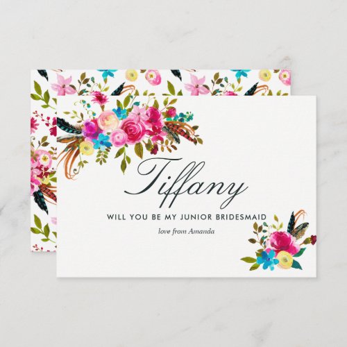 Watercolor Boho Will You Be My Junior Bridesmaid Invitation