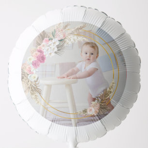 Watercolor boho wreath Balloon Personalized Photo