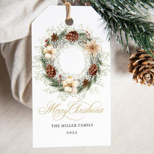 Watercolor Boho Wreath Christmas Gift Tags