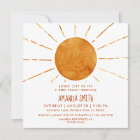 Watercolor Boho Yellow Sunshine Baby Shower  Invitation