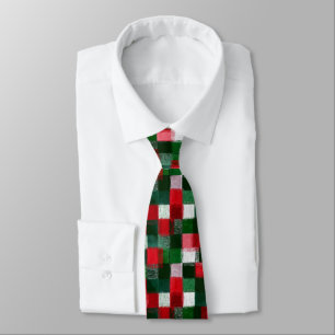 Watercolor Bold Gingham Holiday Greeting Neck Tie