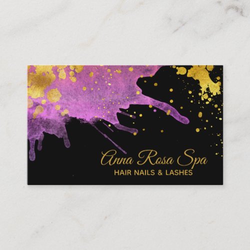  Watercolor Bold Glam Abstract Pink Gold Luxe Business Card