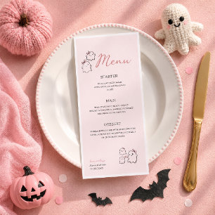 Watercolor Boo Pink Cute Pasel Halloween Menu