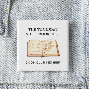 Watercolor Book Club Name Personalized Gift Button