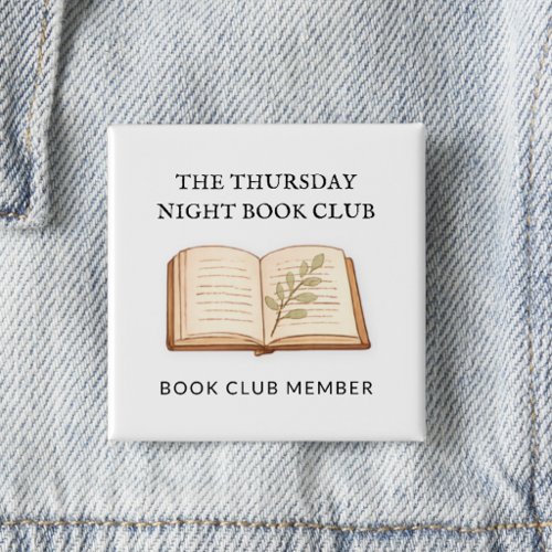 Watercolor Book Club Name Personalized Gift  Button